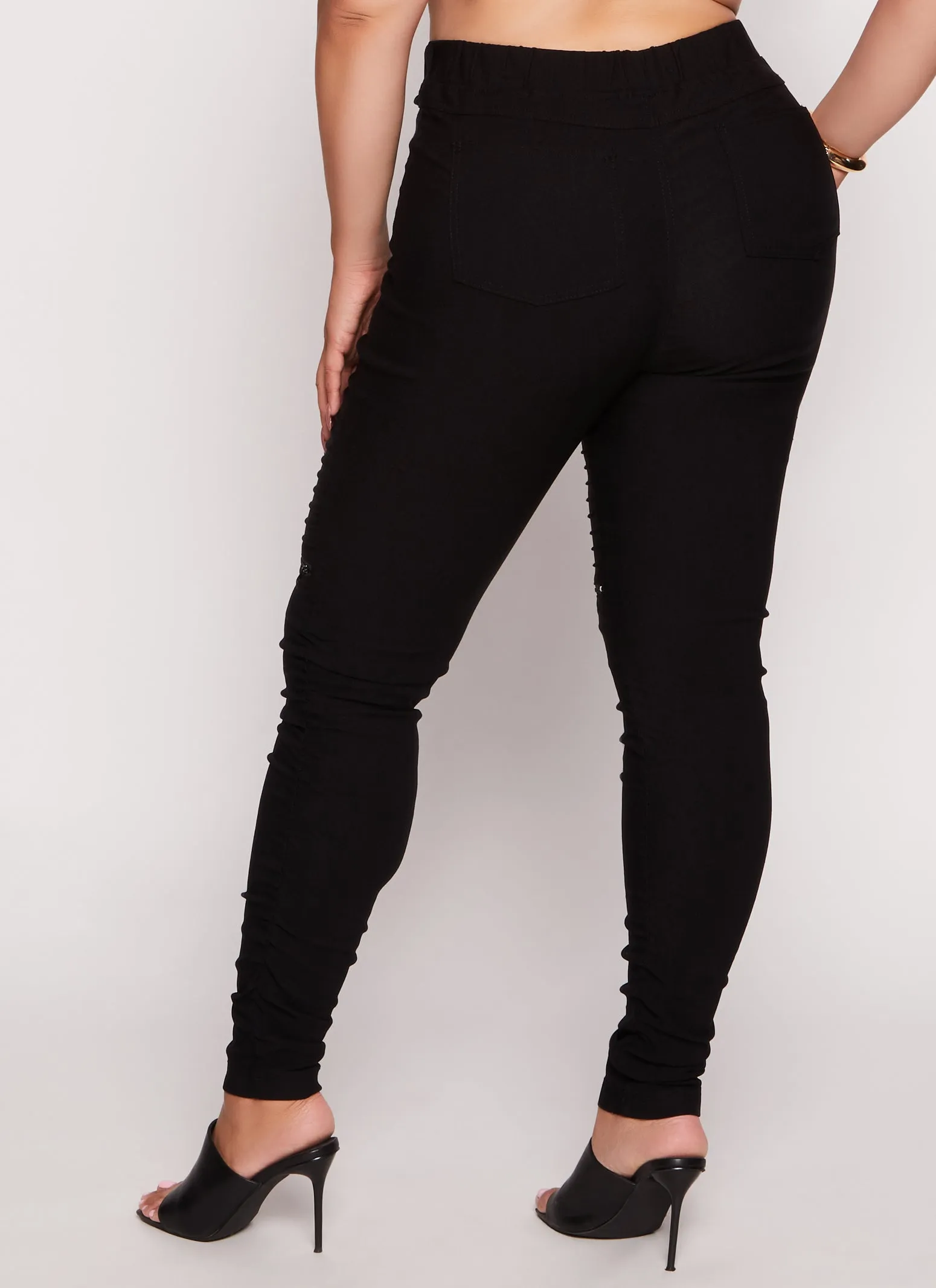 Plus Size Faux Drawstring Moto Ruched Pants sold by Rainbow product image thumbnail 3