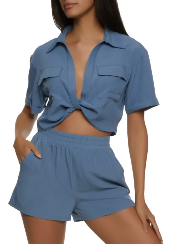 Twist Front Flap Pocket Shirt sold by Rainbow