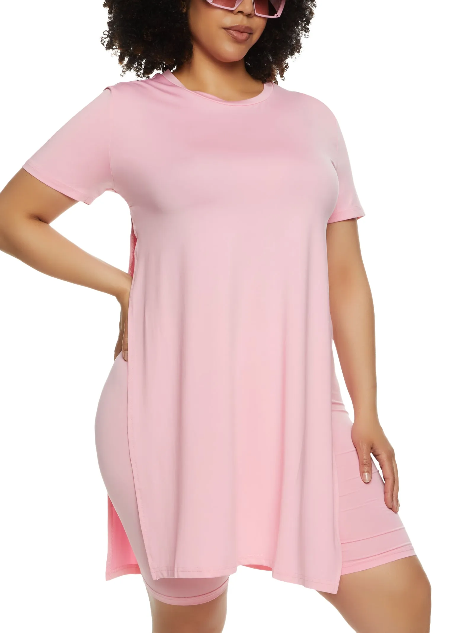 Plus Size Daisy High Slit Tunic Tee sold by Rainbow