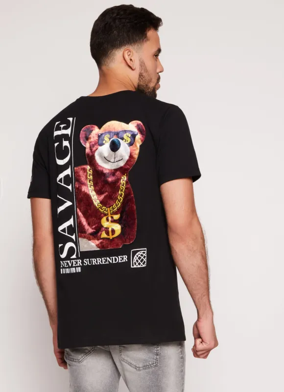 Mens Savage Bear Never Surrender Tee sold by Rainbow