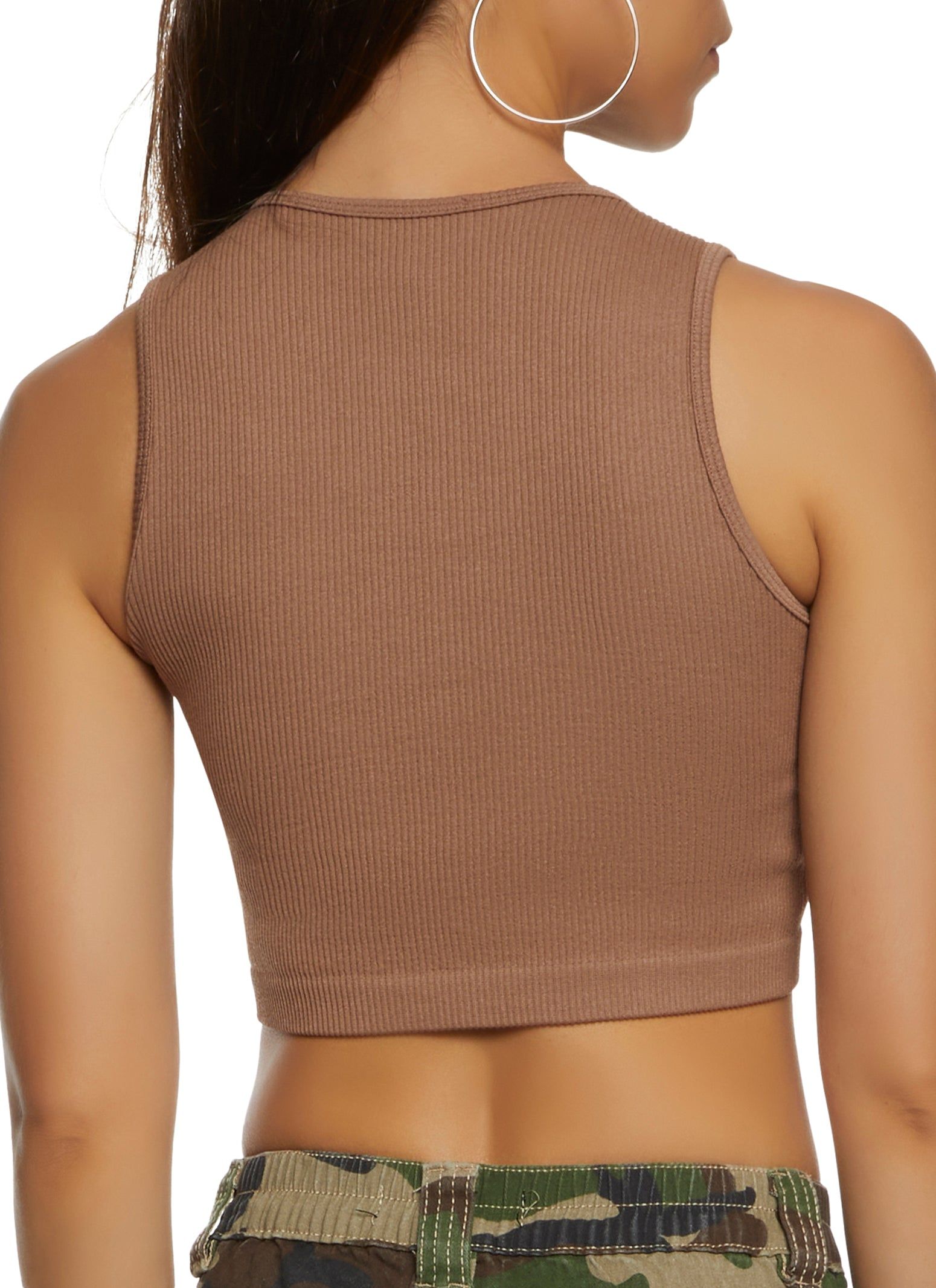 Seamless Ribbed Knit Cropped Tank Top sold by Rainbow product image thumbnail 2