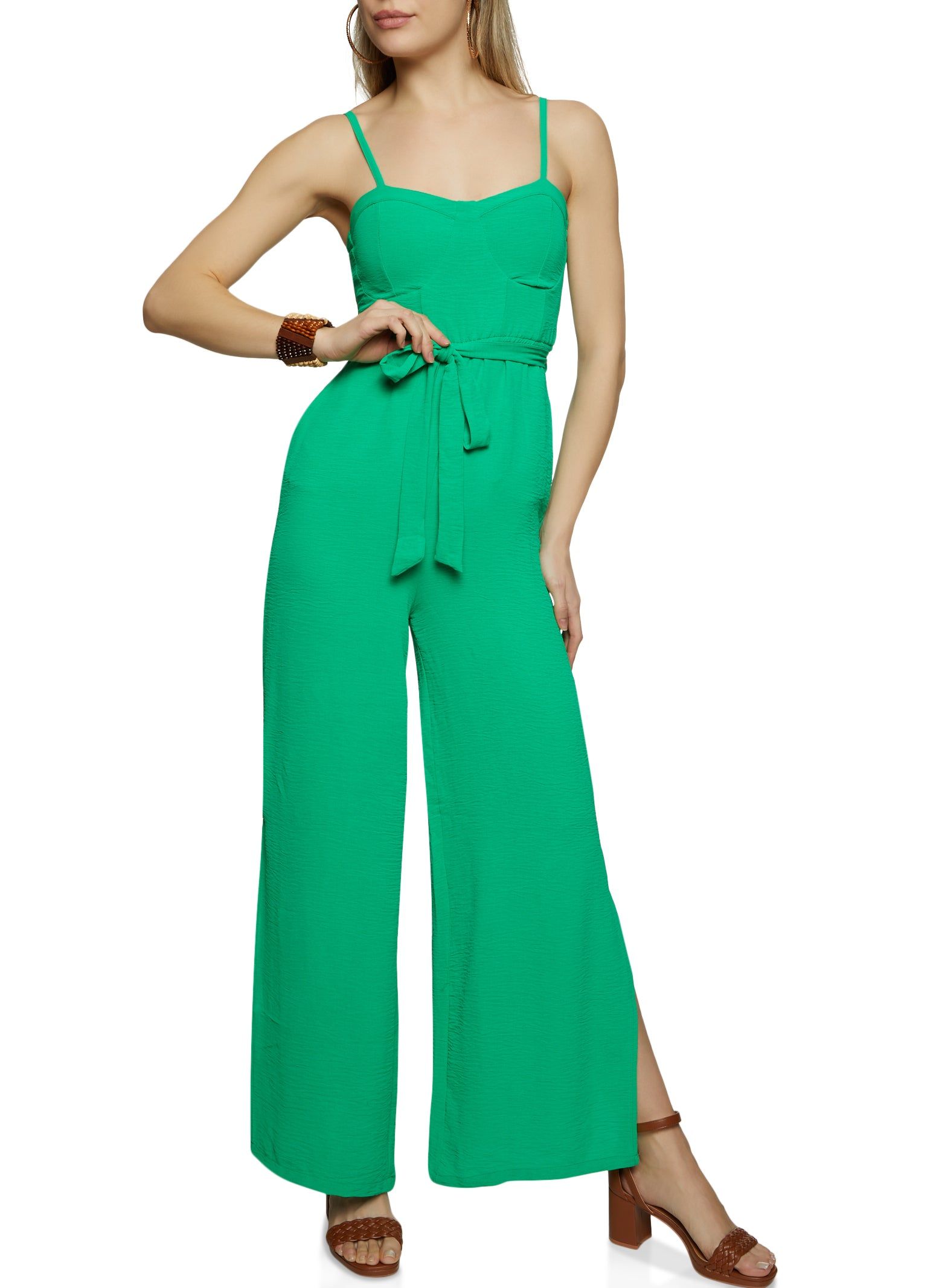 Tie Waist Bustier Wide Leg Jumpsuit sold by Rainbow