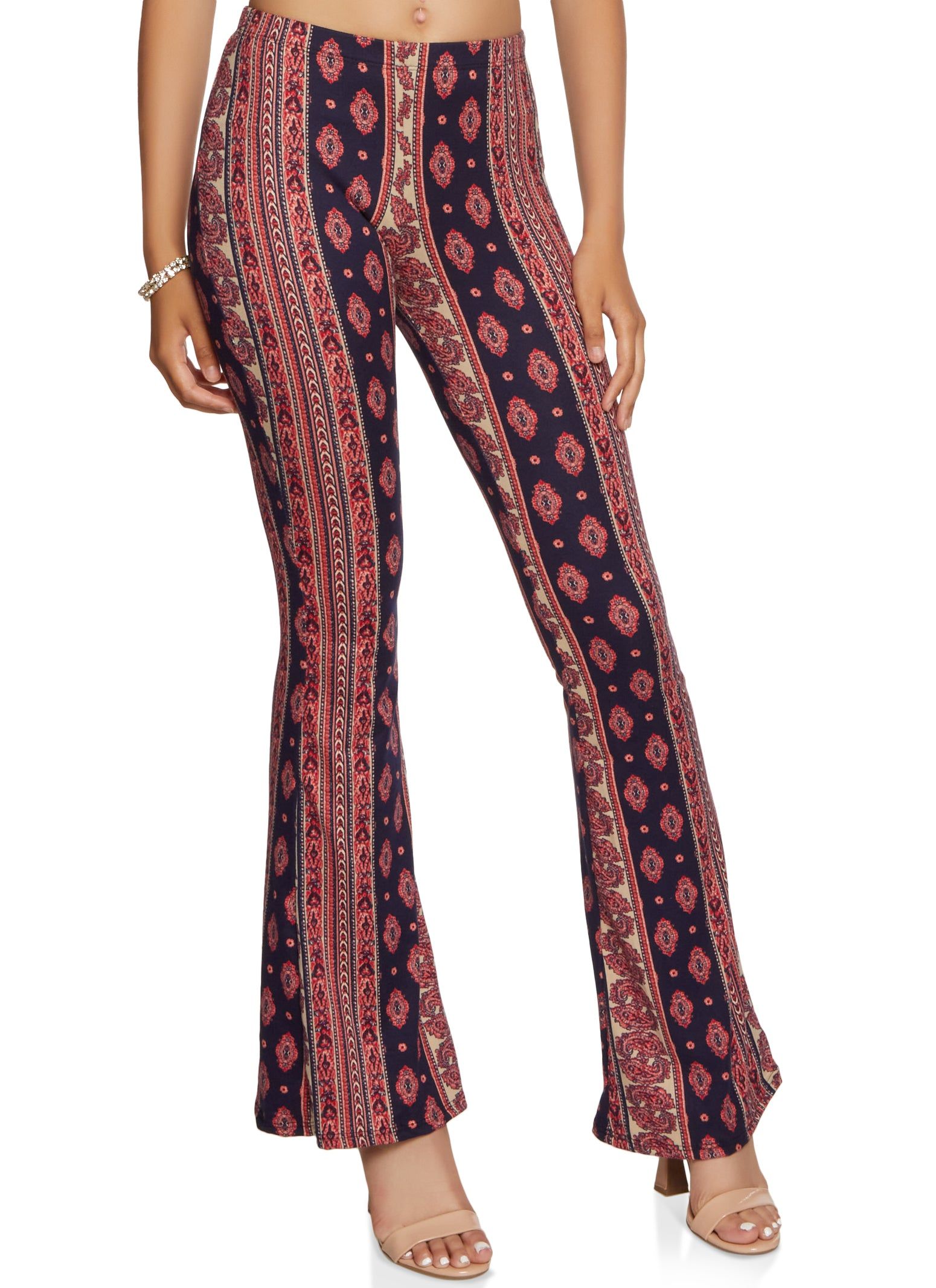 Boho Border Print Flare Pants sold by Rainbow