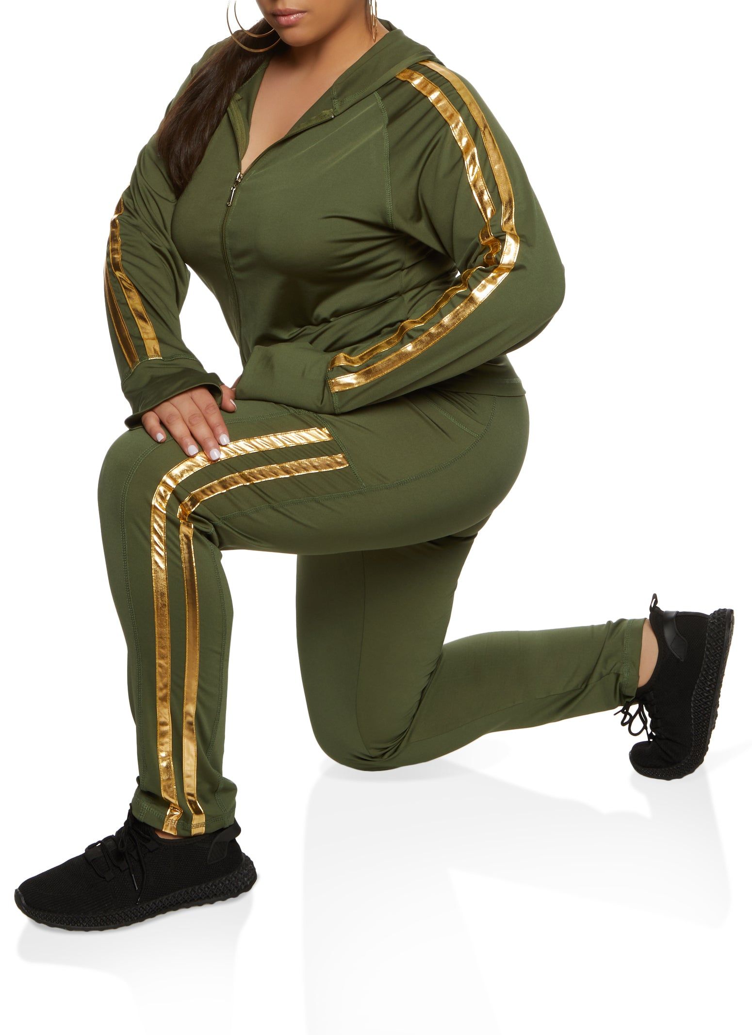 Plus Size Foiled Varsity Stripe Hoodie sold by Rainbow product image thumbnail 2