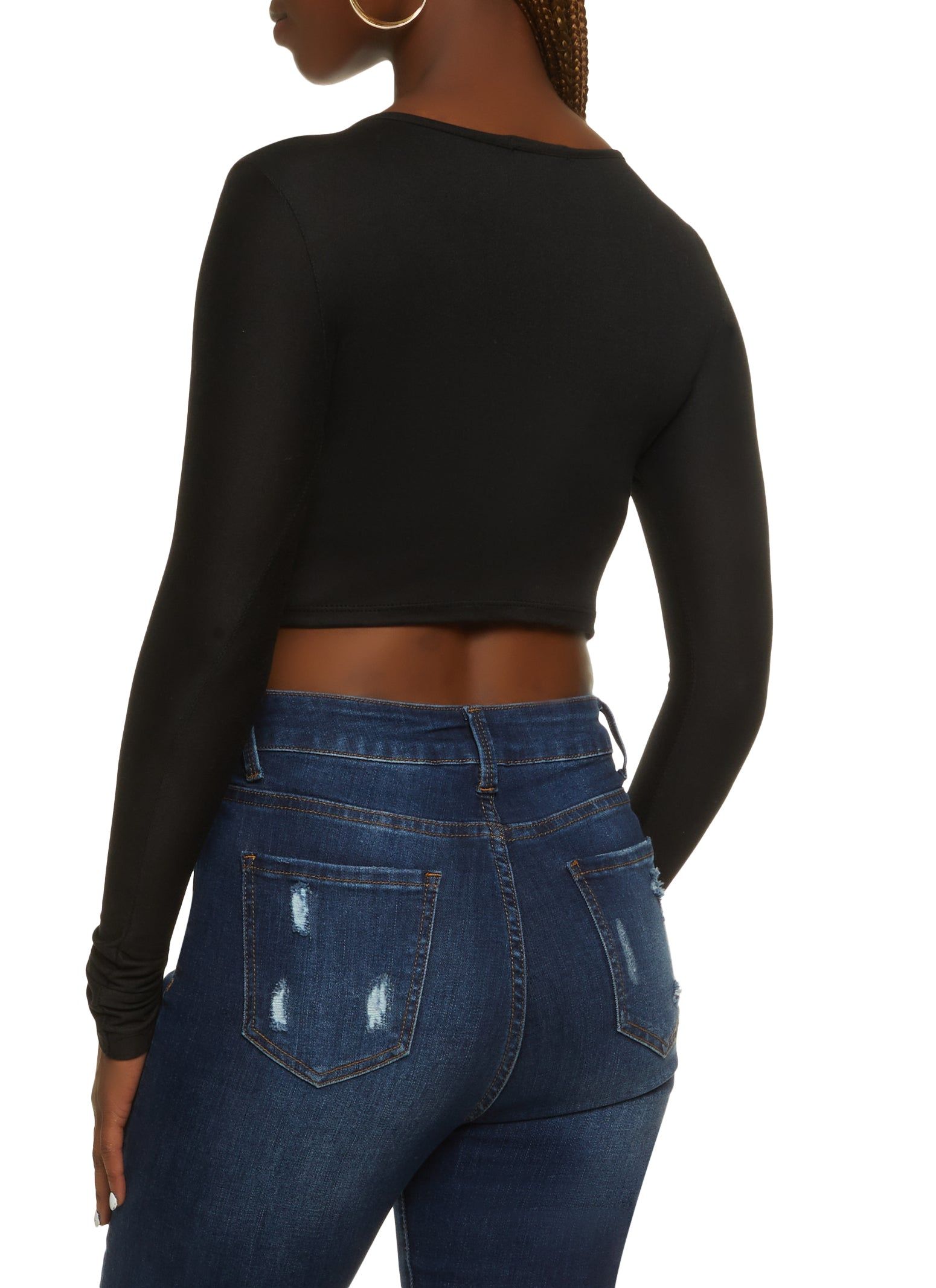 Faux Wrap Ruched Detail Crop Top sold by Rainbow product image thumbnail 2