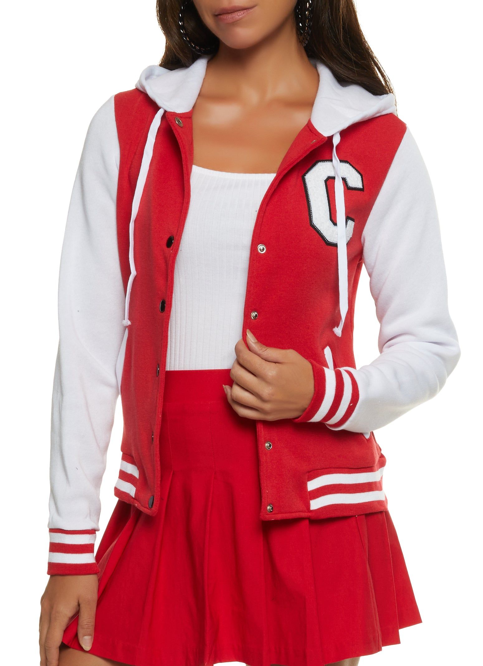Hooded Color Block Letterman Jacket sold by Rainbow