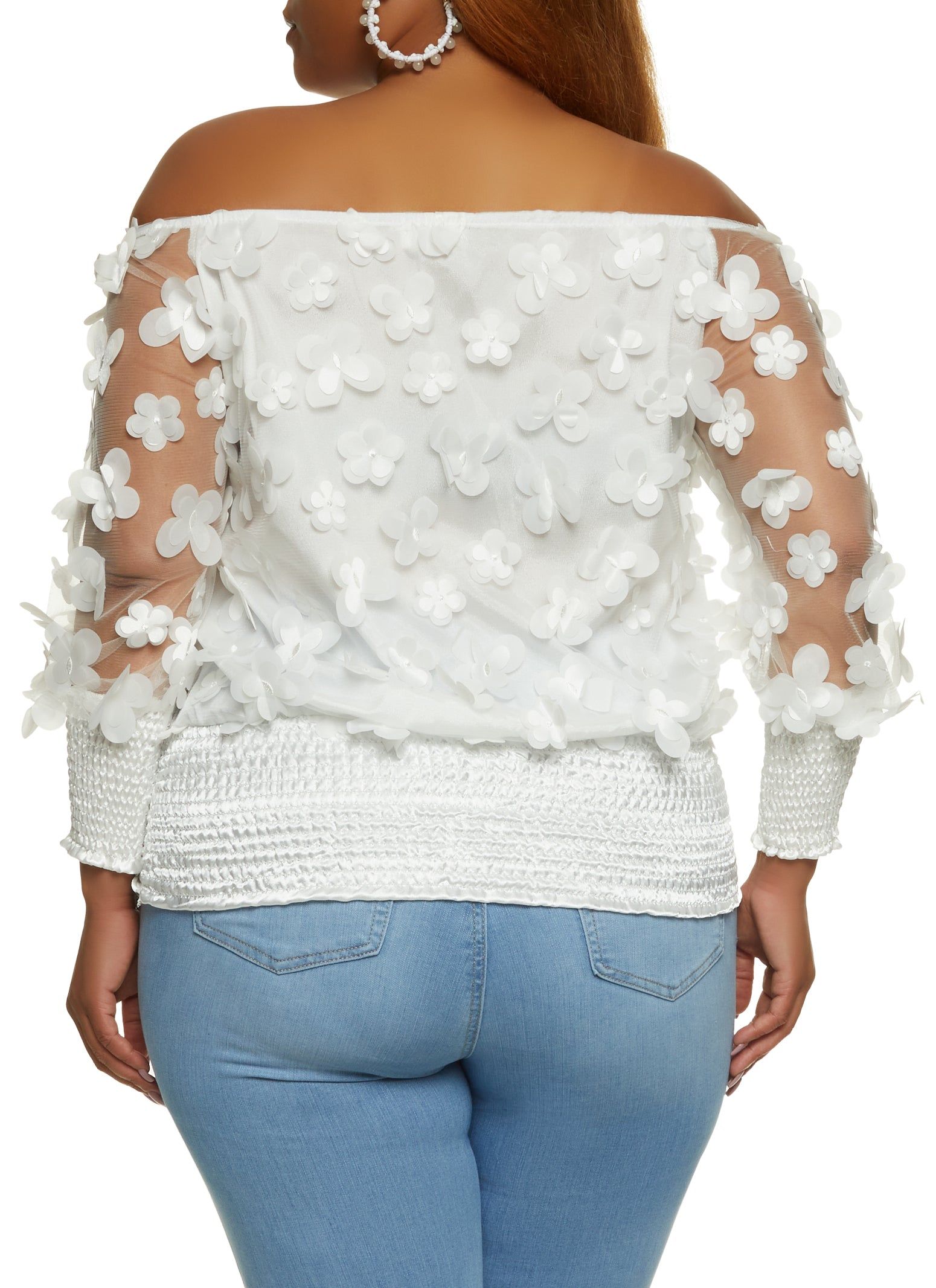 Plus Size Floral Applique Off the Shoulder Blouse sold by Rainbow product image thumbnail 2