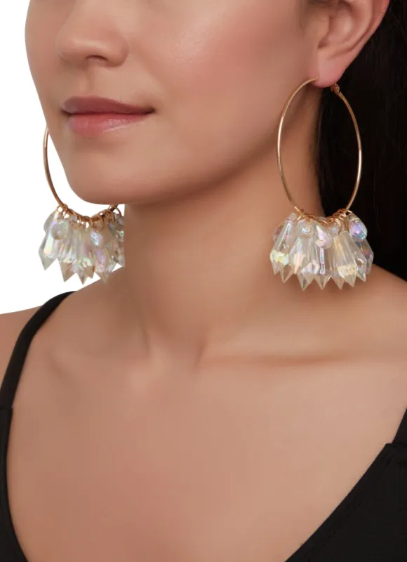 Crystal Beaded Detail Hoop Earrings sold by Rainbow