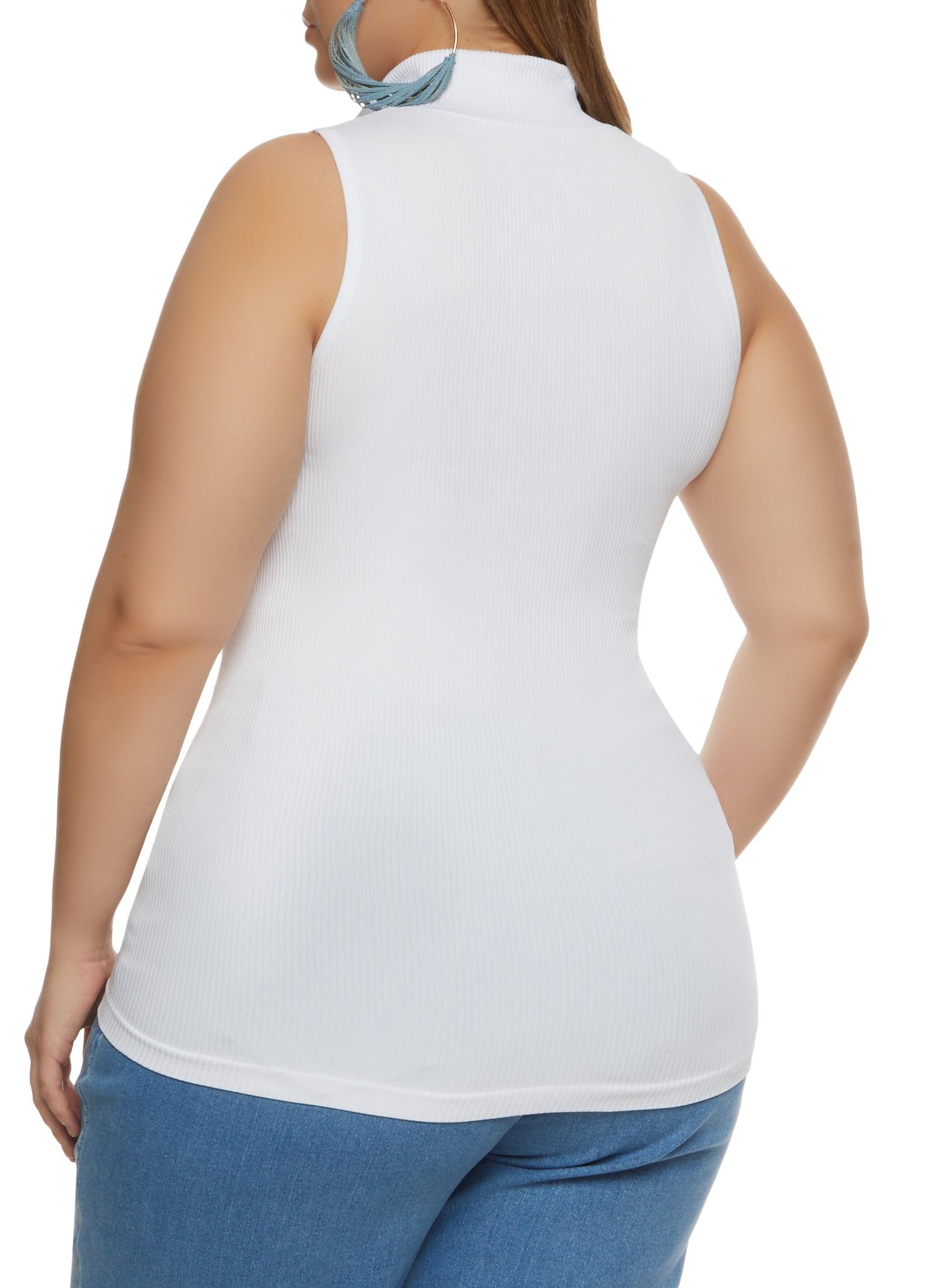 Plus Size Ribbed Sleeveless Zip Neck Top sold by Rainbow product image thumbnail 2