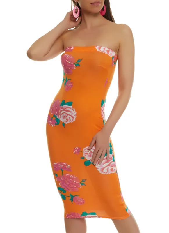 Floral Print Tube Bodycon Dress sold by Rainbow