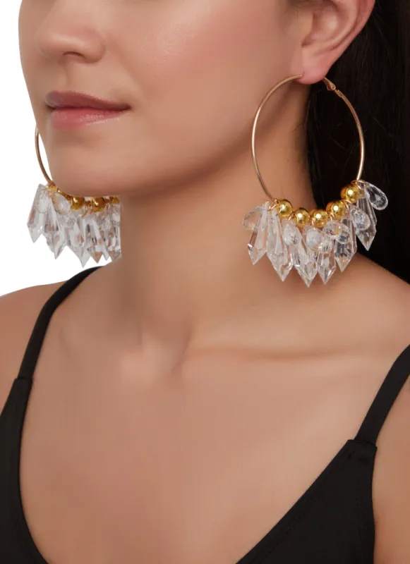 Crystal Beaded Hoop Earrings sold by Rainbow