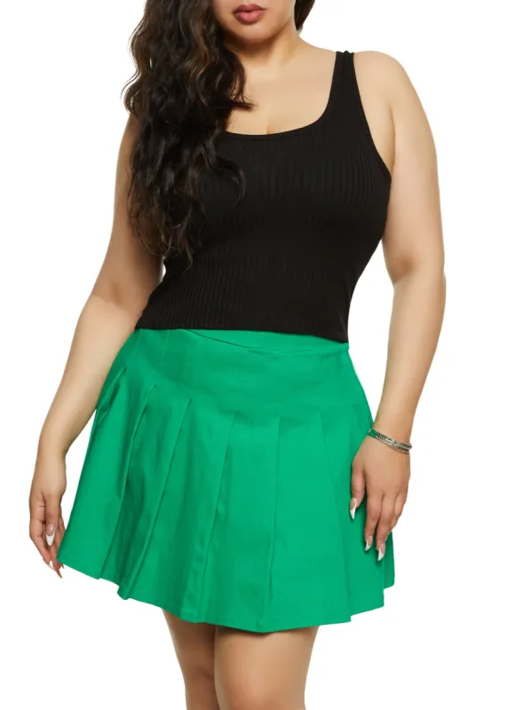 Plus Size Pleated Mini Skirt sold by Rainbow