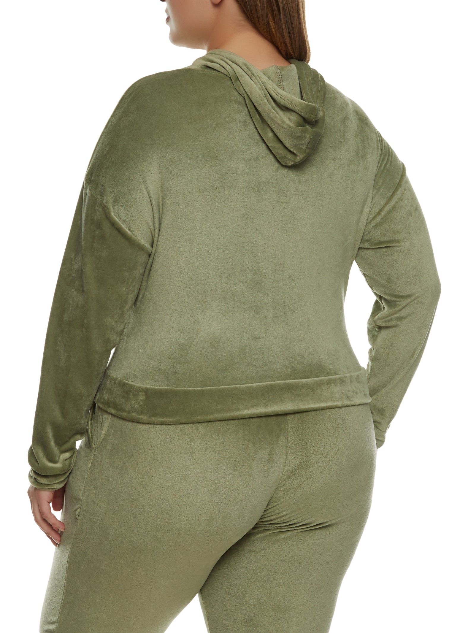 Plus Size Velour Zip Front Hooded Sweatshirt sold by Rainbow product image thumbnail 3
