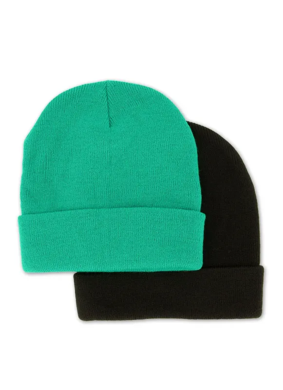 Cuffed Rib Knit Beanie 2 Pack sold by Rainbow