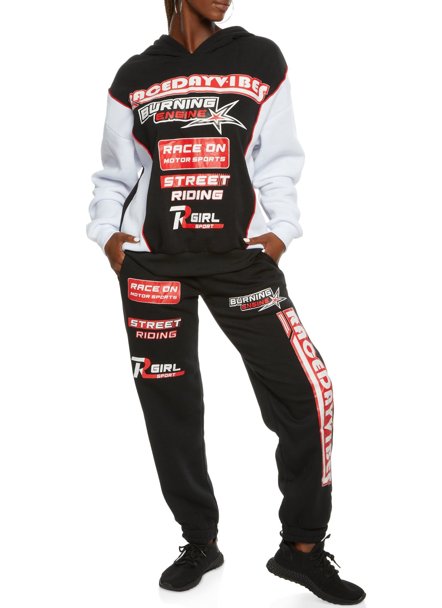 Color Block Race Day Vibes Graphic Hoodie sold by Rainbow product image thumbnail 2