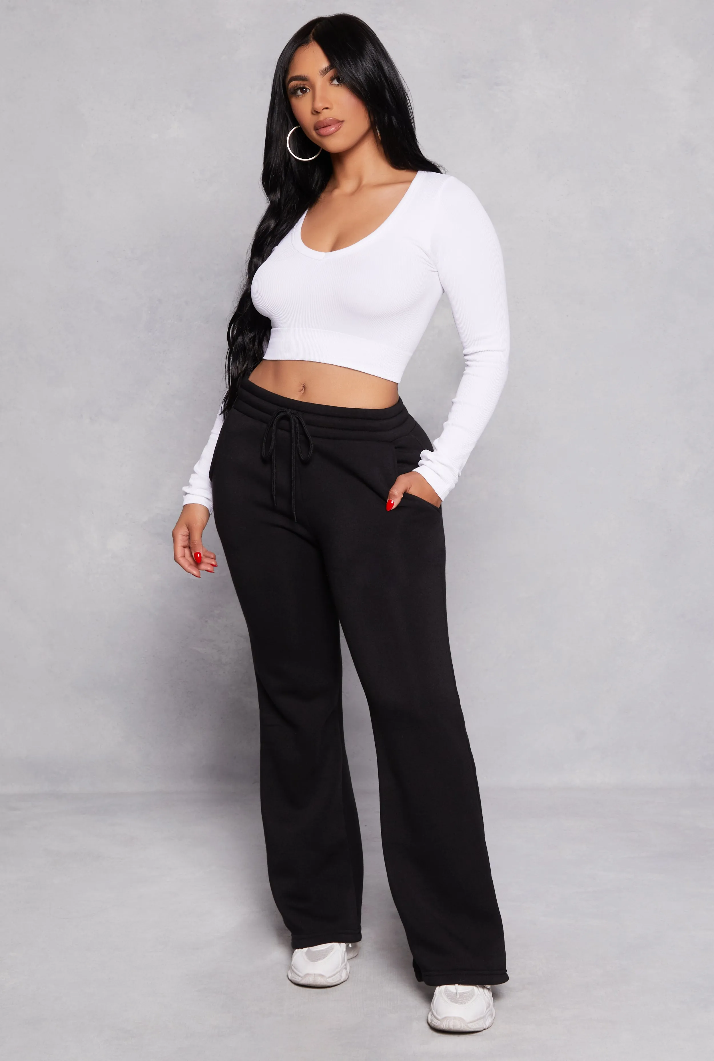 Seamless Ribbed Knit Long Sleeve Crop Top sold by Rainbow product image thumbnail 2