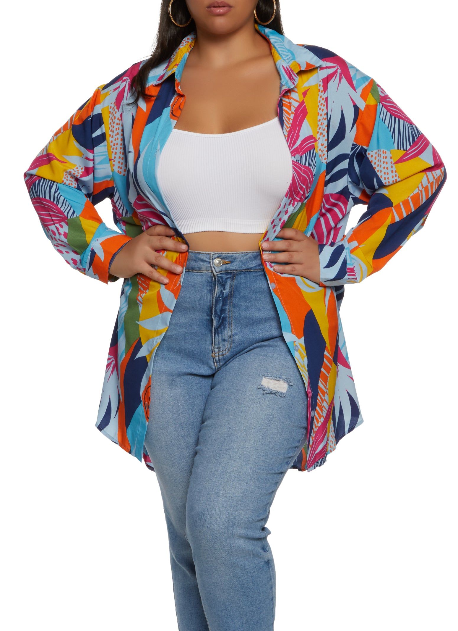 Plus Size Abstract Print Tunic Shirt sold by Rainbow product image thumbnail 2