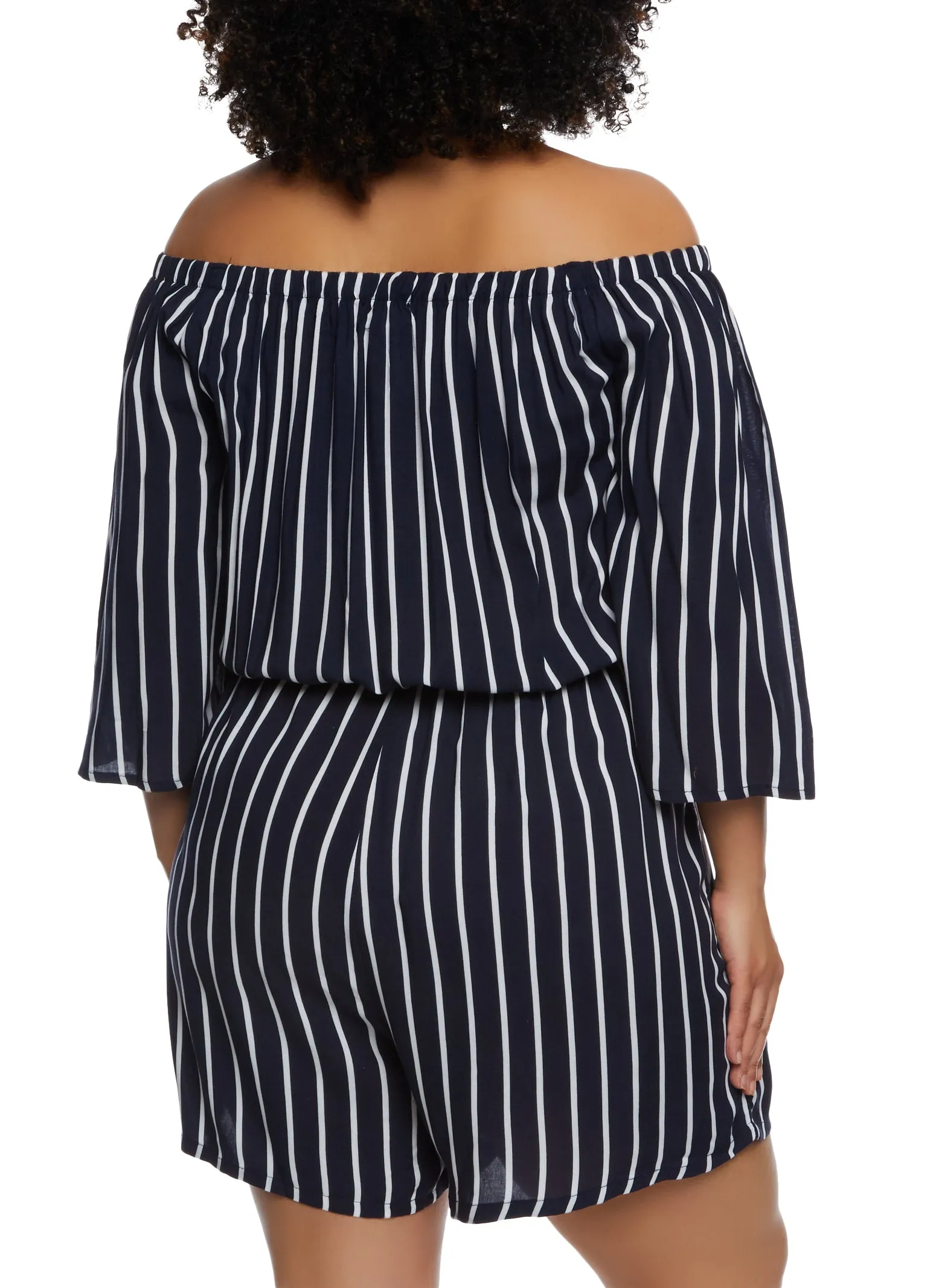 Plus Size Striped Off the Shoulder Romper sold by Rainbow product image thumbnail 3