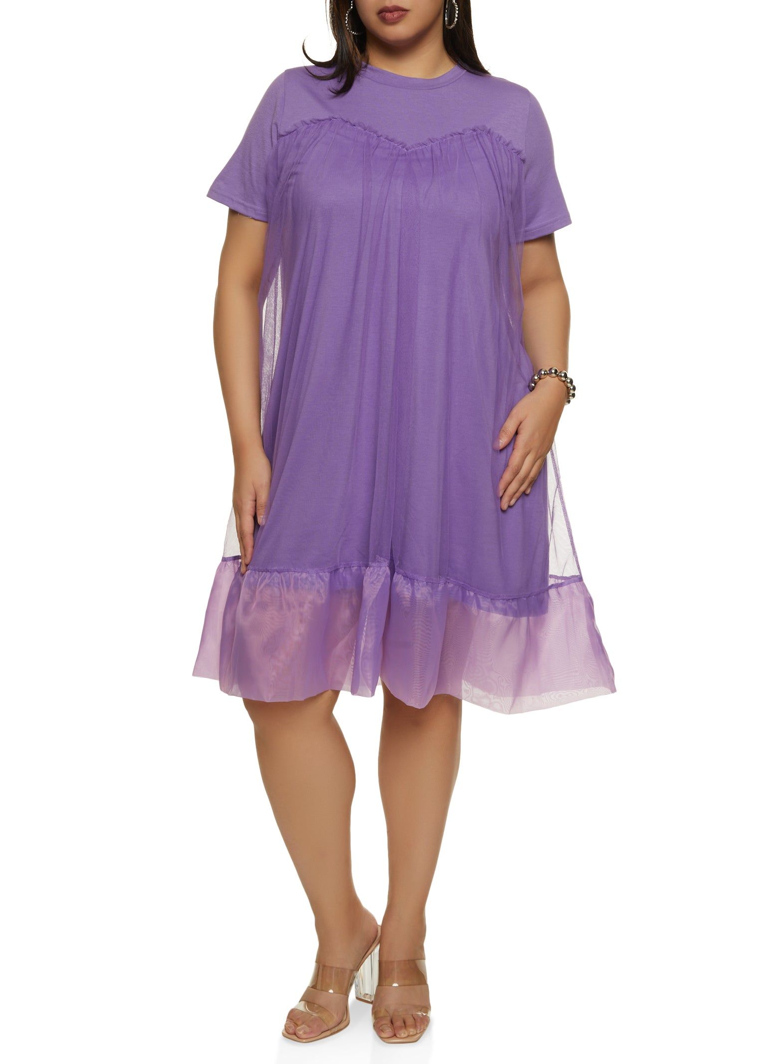 Plus Size Organza Hem Tulle Midi Shift Dress sold by Rainbow product image thumbnail 2