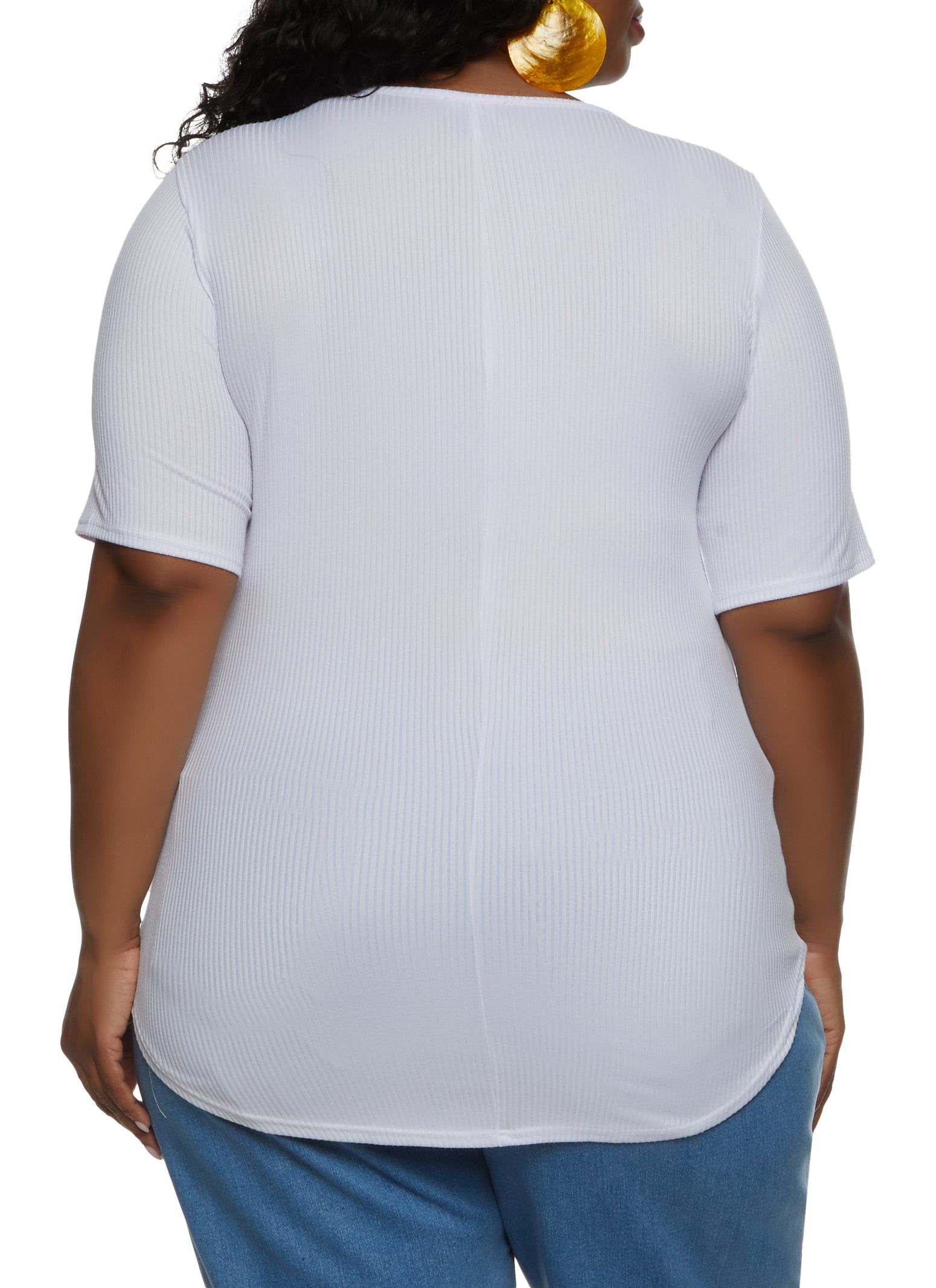 Plus Size Rib Knit V Neck Tee sold by Rainbow product image thumbnail 2