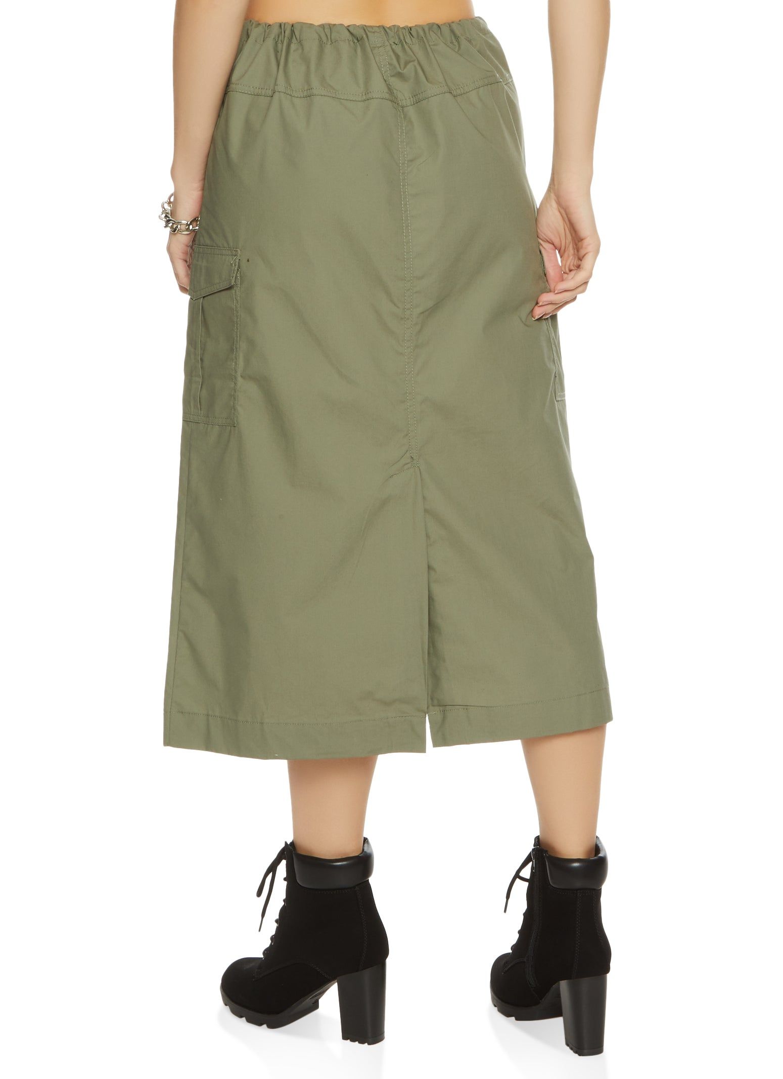 Poplin Toggle Drawstring Midi Skirt sold by Rainbow product image thumbnail 3