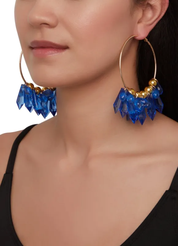 Crystal Beaded Hoop Earrings sold by Rainbow