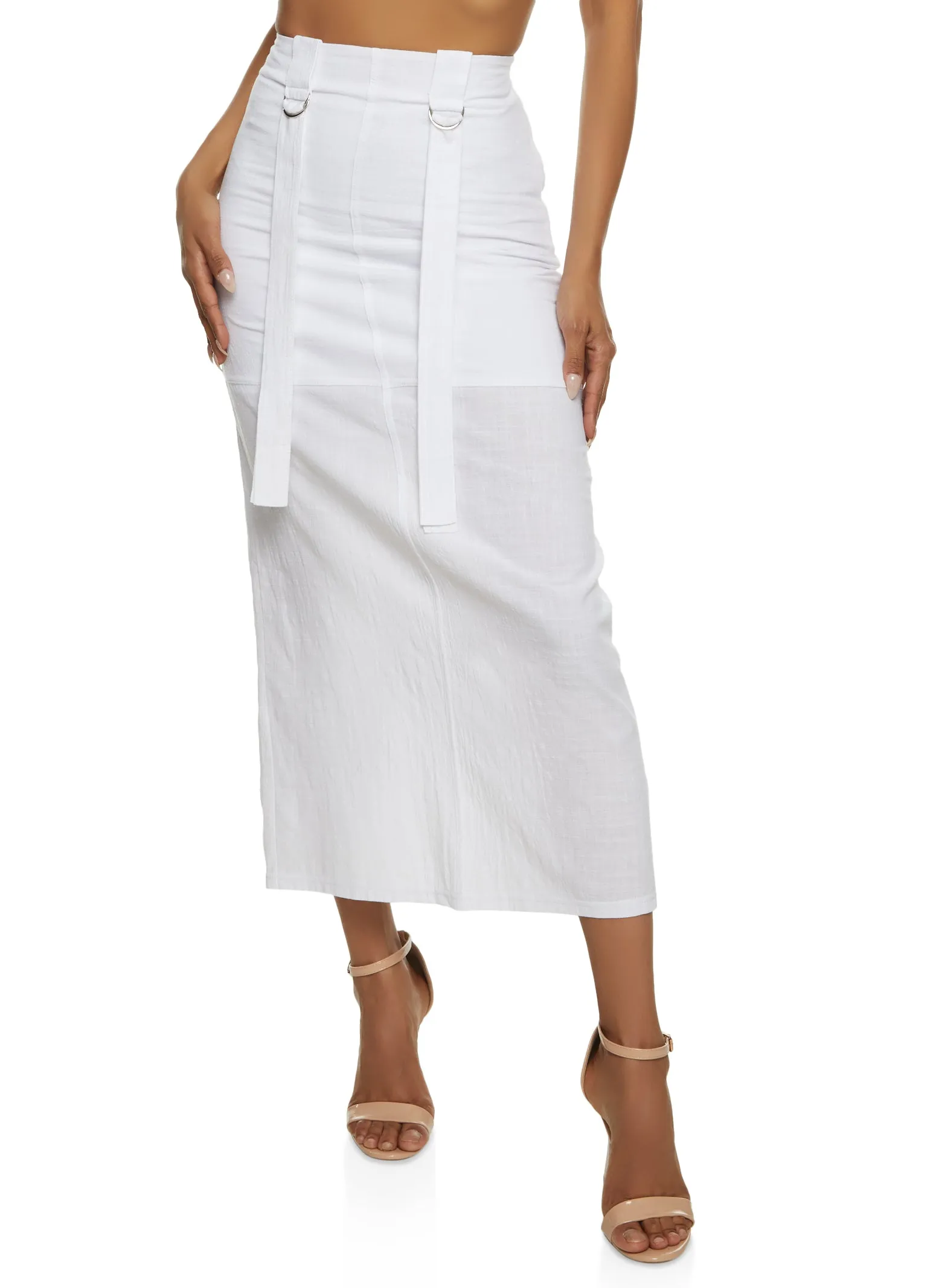 Linen Slit Maxi Skirt sold by Rainbow
