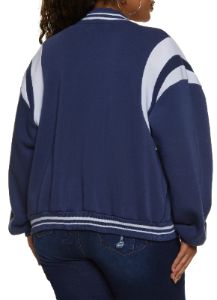 Plus Size Chenille Patch Letterman Jacket sold by Rainbow
