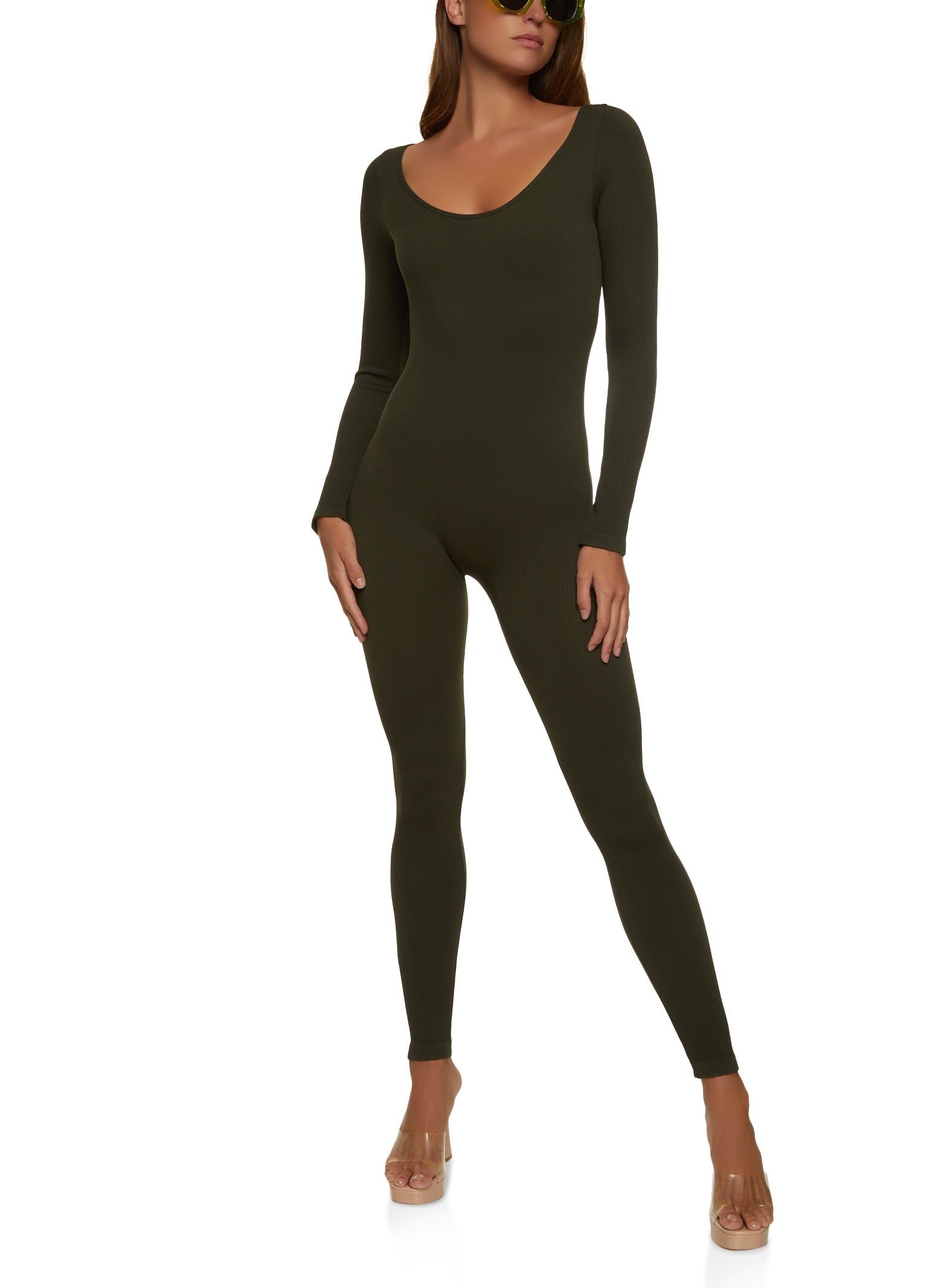 Solid Ribbed Seamless Jumpsuit sold by Rainbow
