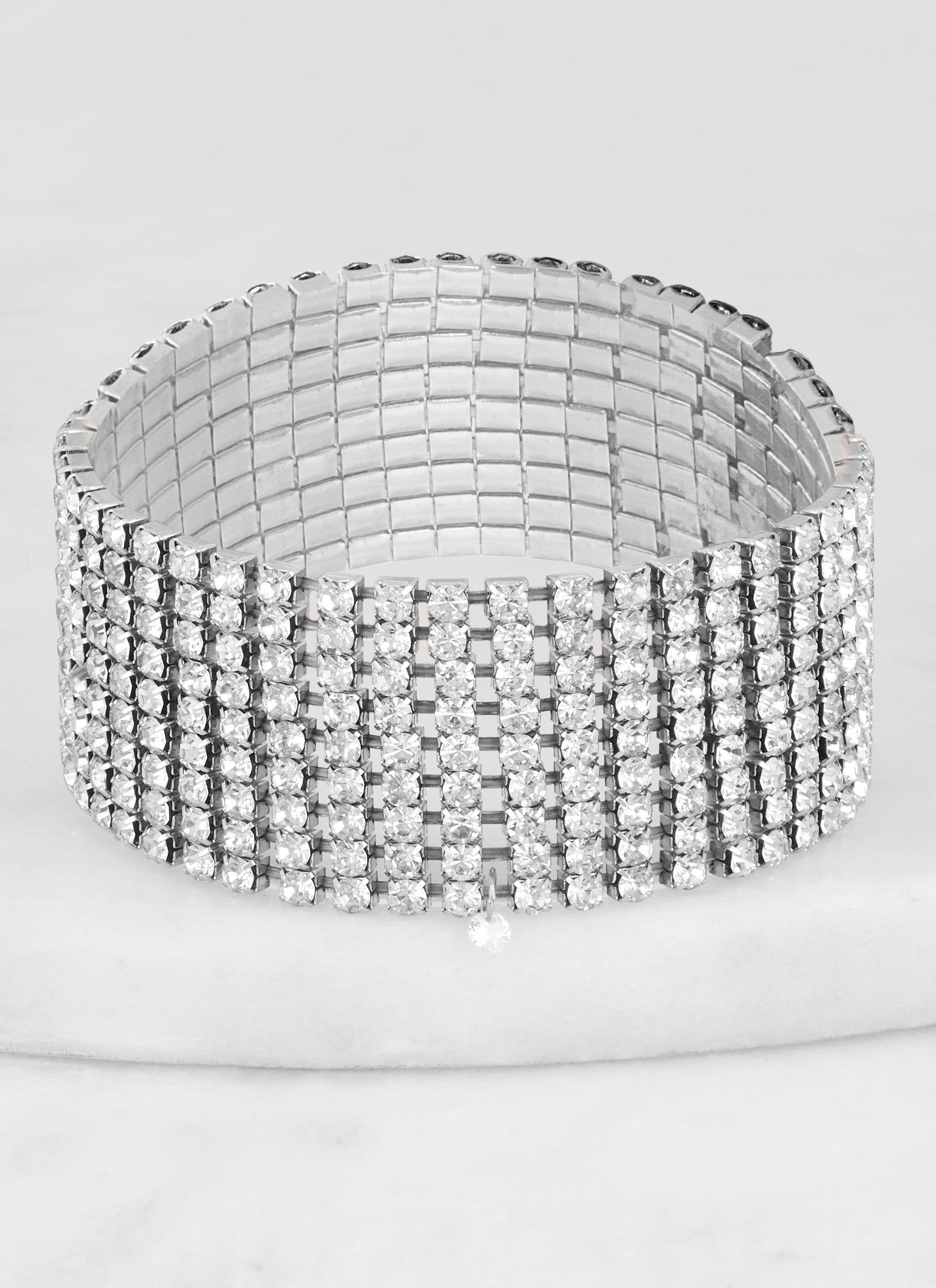 Rhinestone Nine Row Stretch Bracelet sold by Rainbow