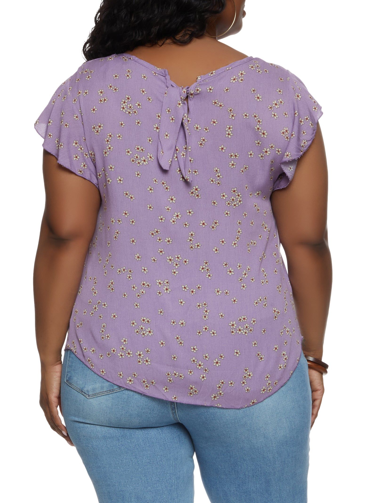 Plus Size Dainty Floral Flutter Sleeve Blouse sold by Rainbow product image thumbnail 2