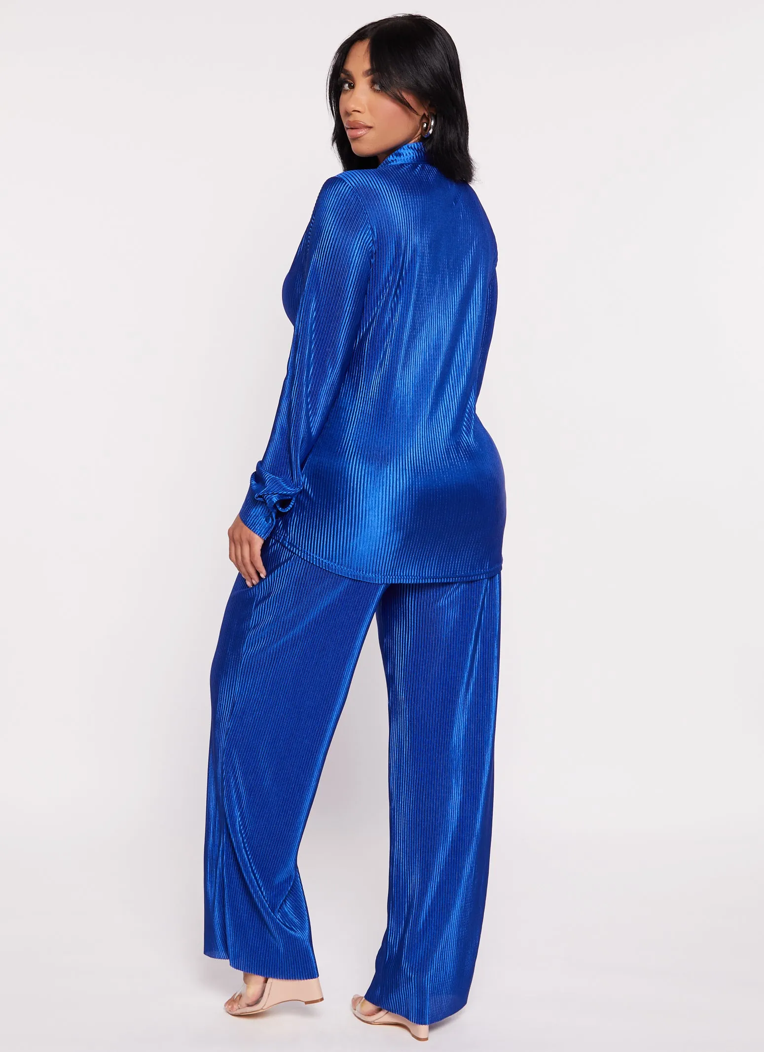 Plisse Button Front Shirt and Pants Set sold by Rainbow product image thumbnail 3