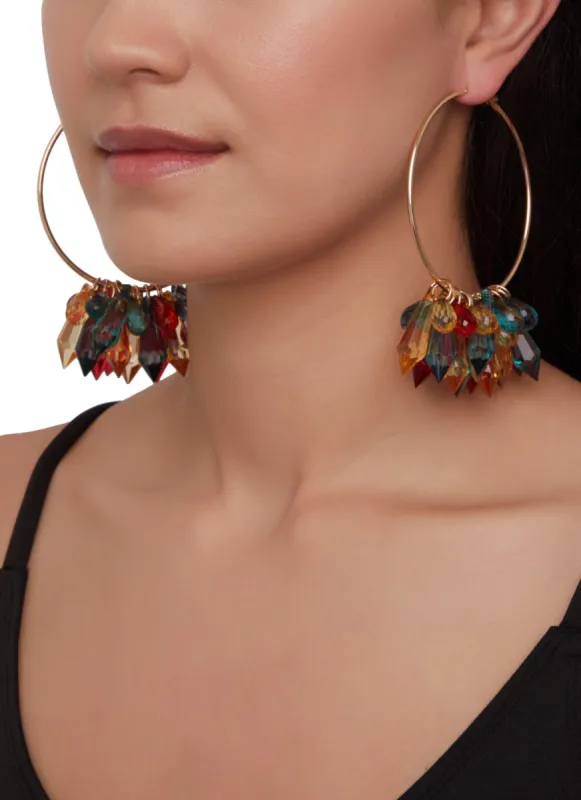 Crystal Beaded Detail Hoop Earrings sold by Rainbow