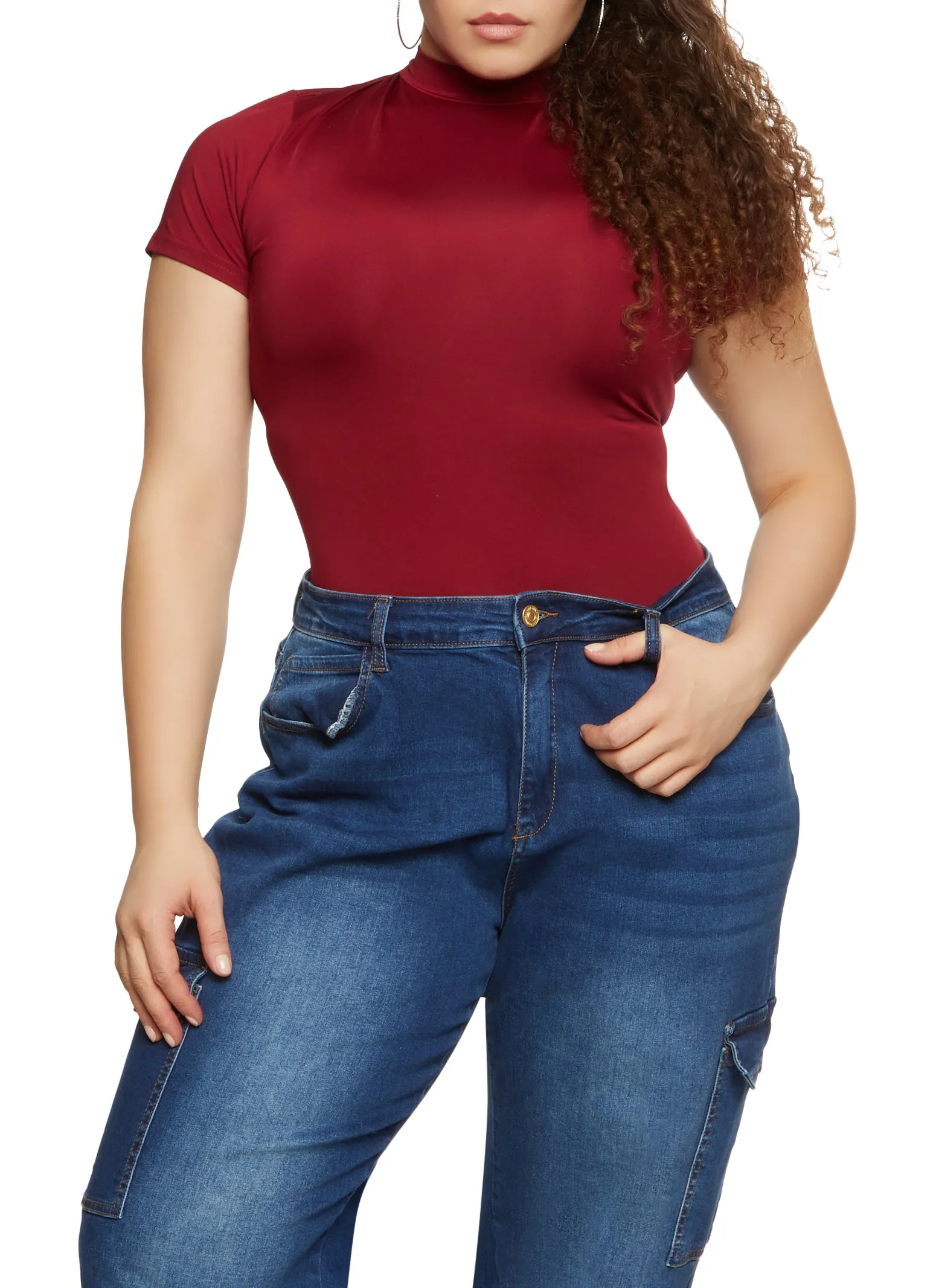 Plus Size Basic Mock Neck Bodysuit sold by Rainbow product image thumbnail 2