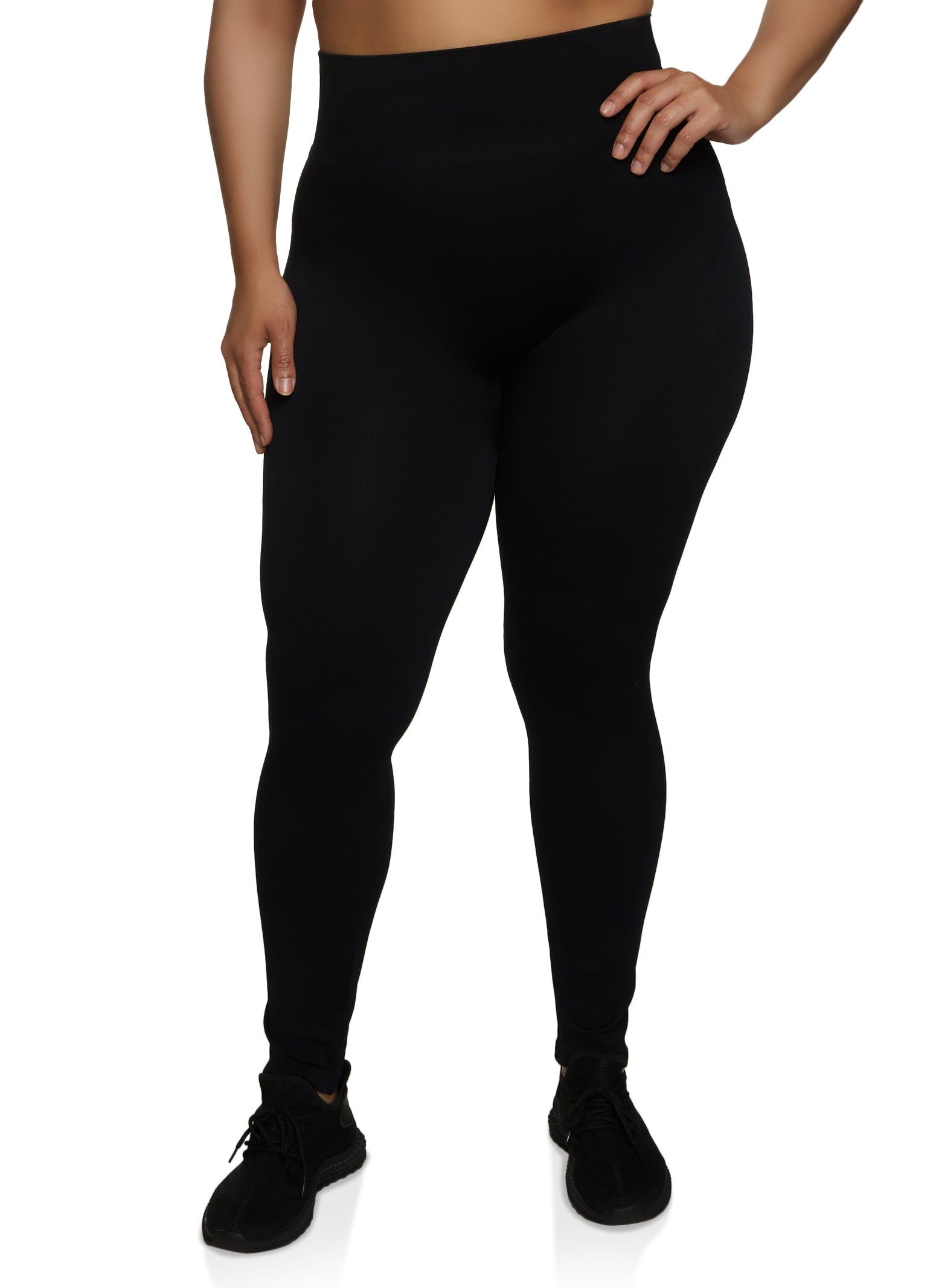 Plus Size Seamless High Waist Textured Knit Leggings sold by Rainbow