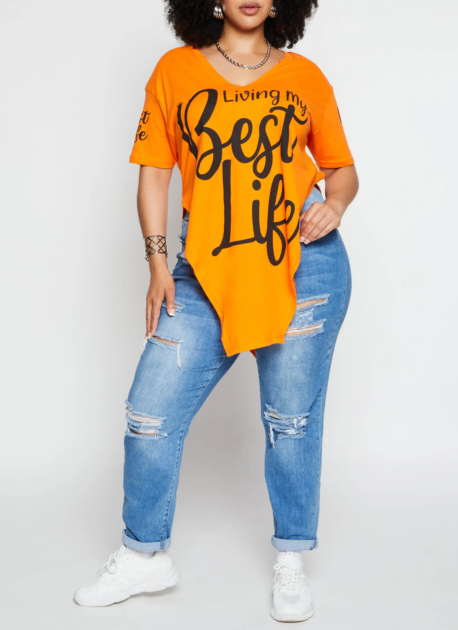 Plus Size Living My Best Life Notch Neck Tee sold by Rainbow product image thumbnail 2