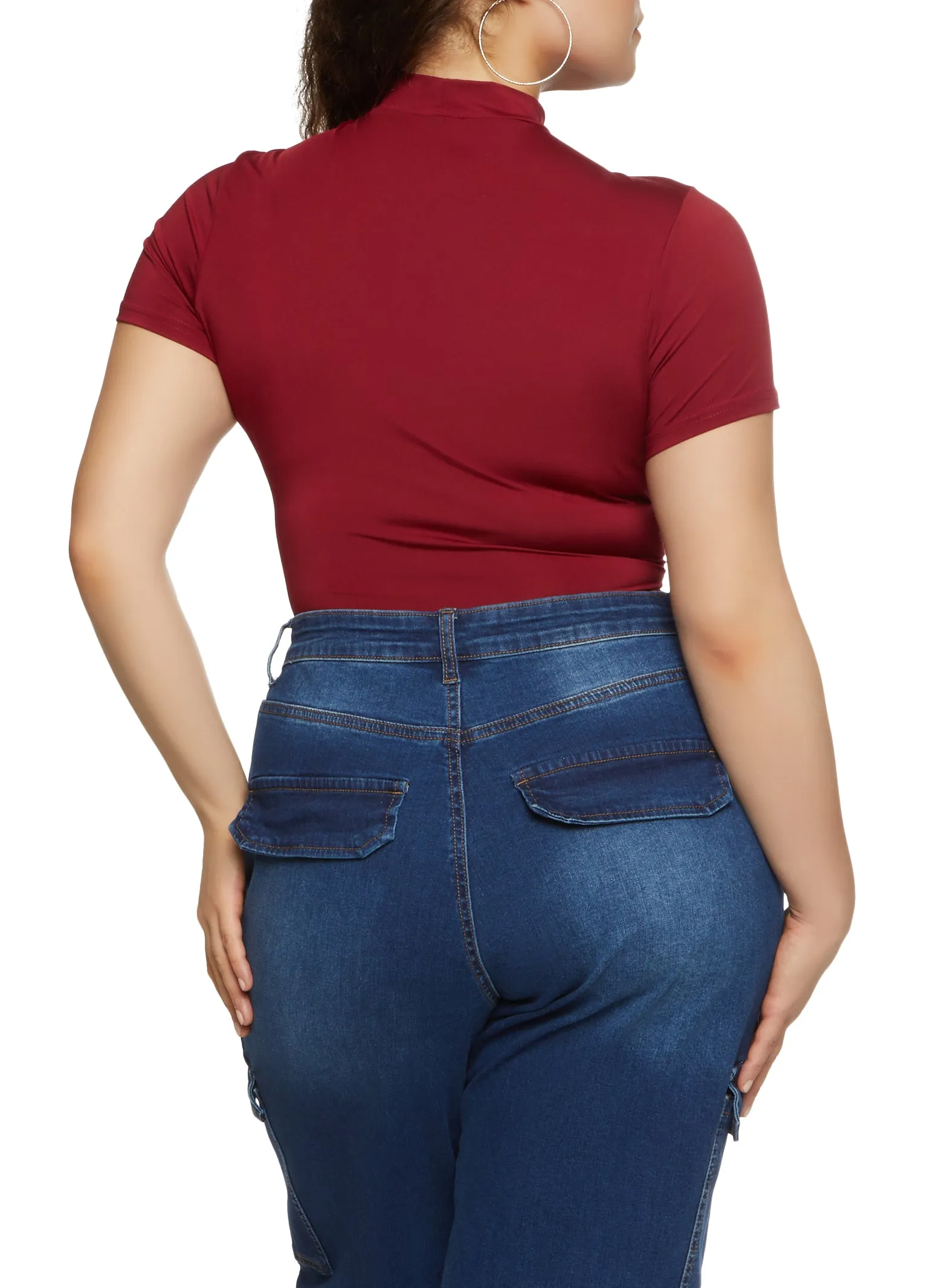 Plus Size Basic Mock Neck Bodysuit sold by Rainbow product image thumbnail 3