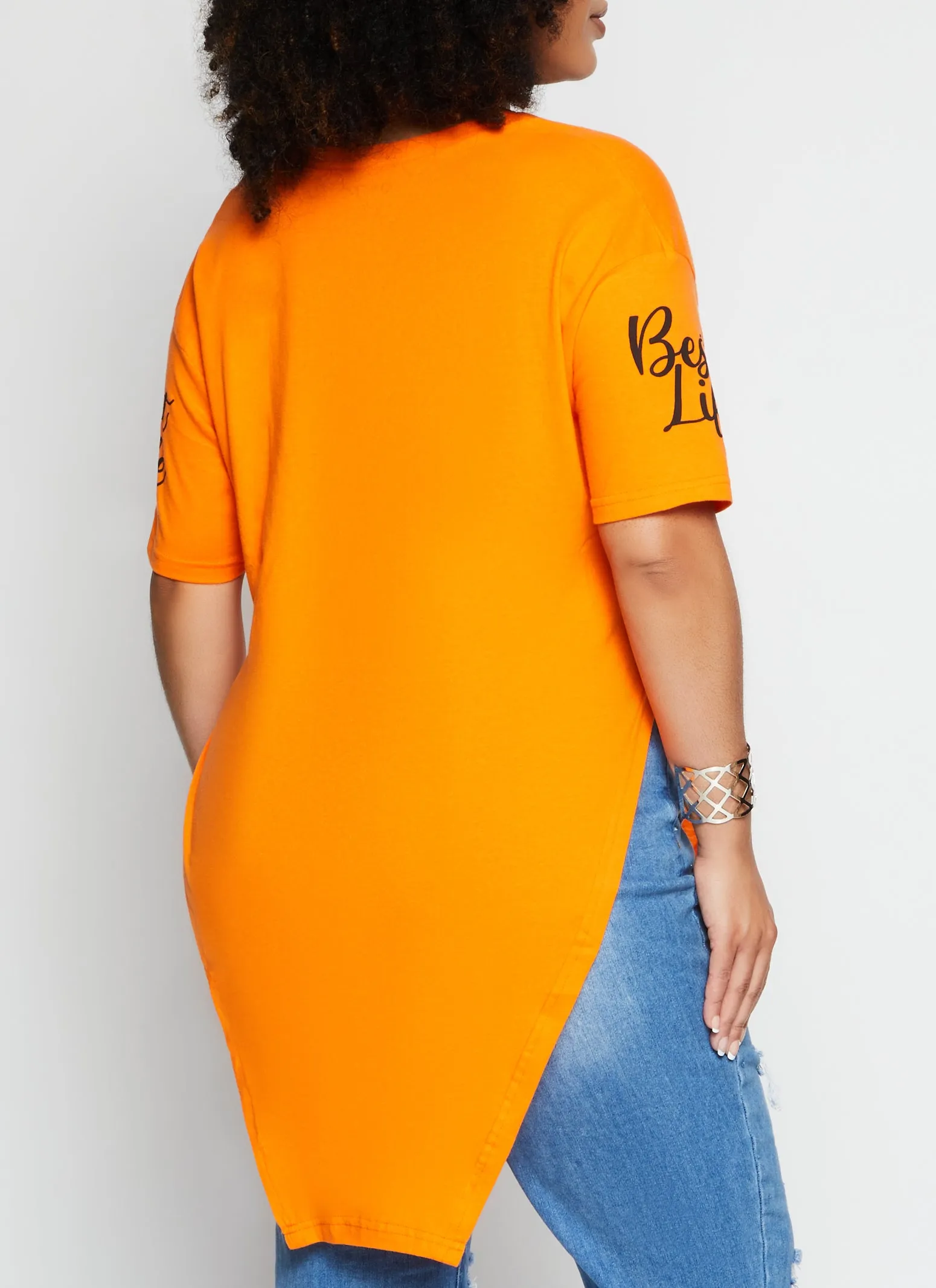 Plus Size Living My Best Life Notch Neck Tee sold by Rainbow product image thumbnail 3