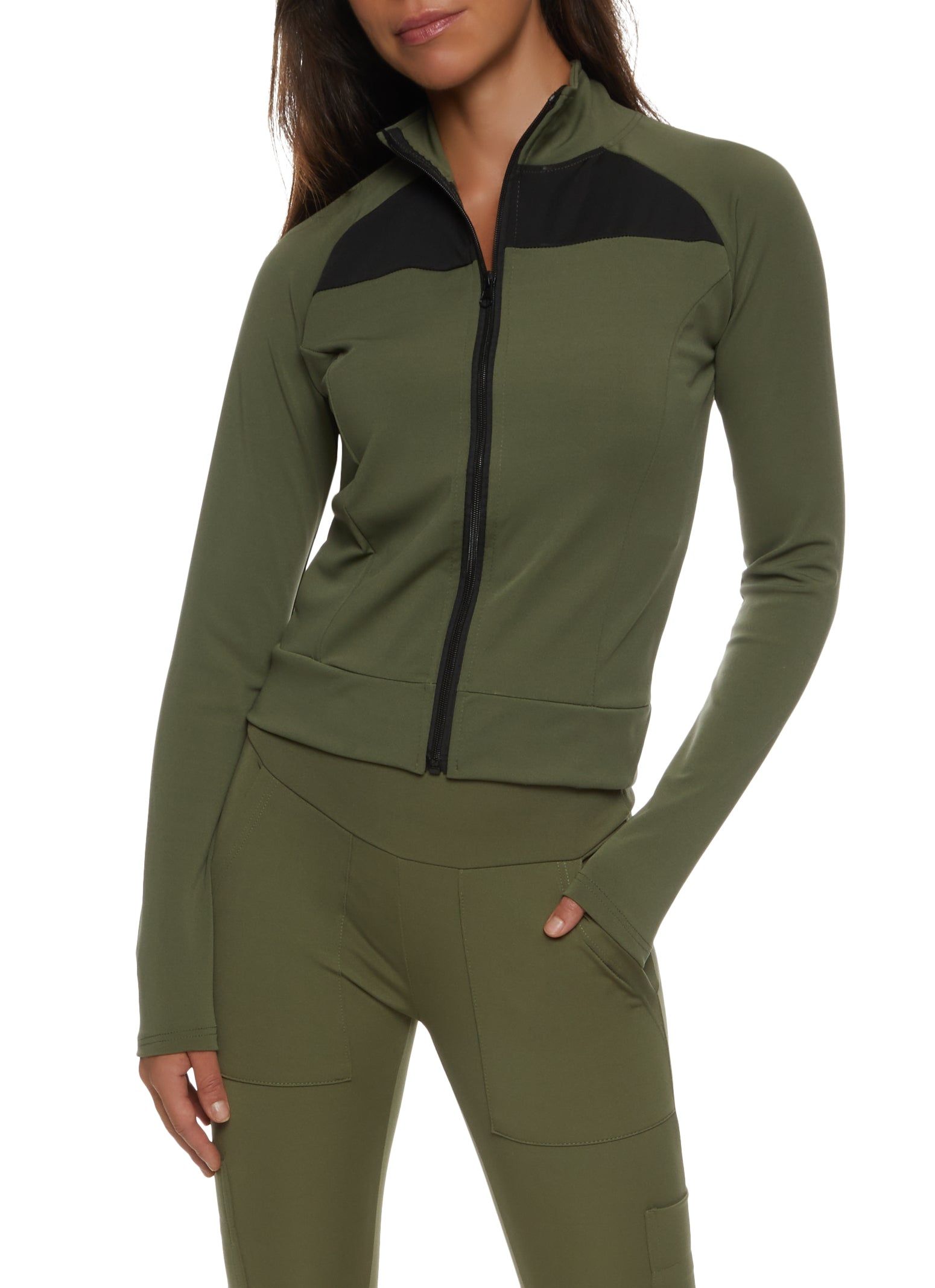 Zip Front Mock Neck Track Jacket sold by Rainbow