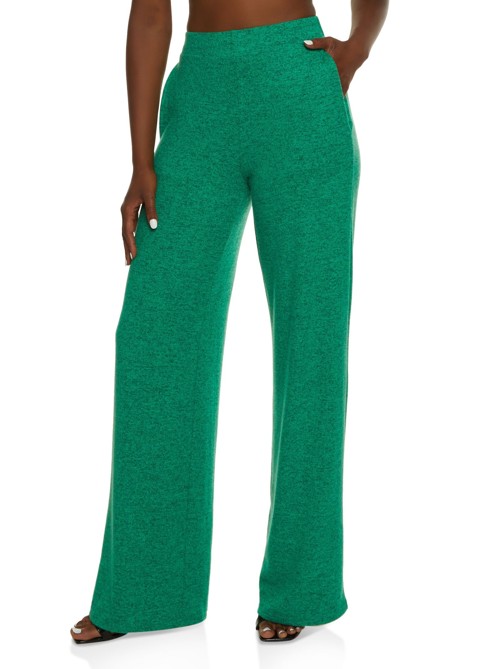 Brushed Knit High Waist Wide Leg Pants sold by Rainbow