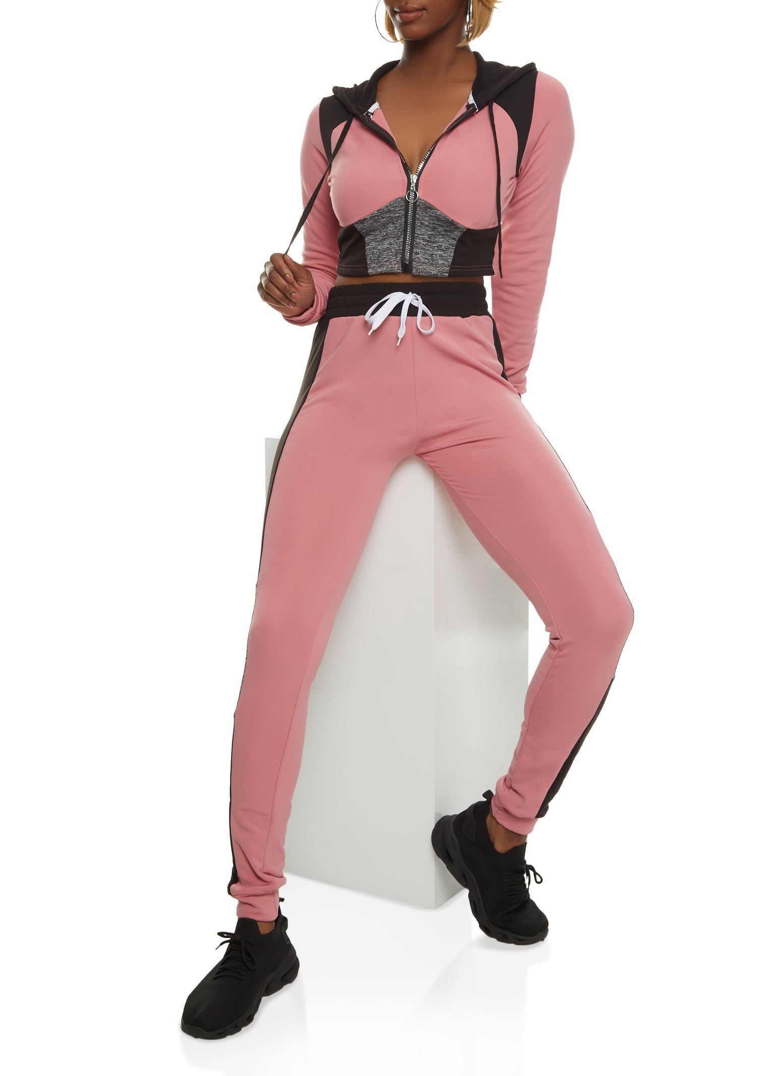 Color Blocked Zip Front Cropped Track Jacket sold by Rainbow