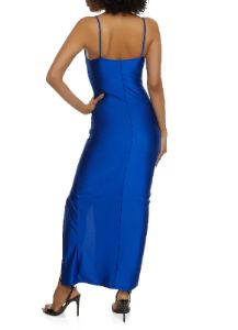 Spandex Cowl Neck Side Slit Maxi Dress sold by Rainbow