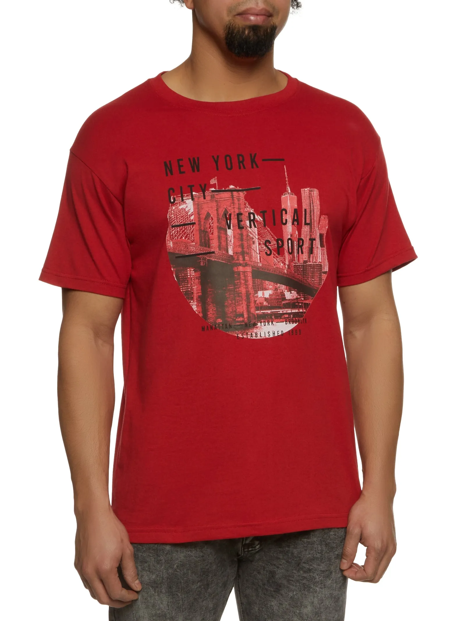 Mens New York City Short Sleeve Crew Neck Graphic T Shirt sold by Rainbow