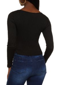 Ribbed Scoop Neck Long Sleeve Top sold by Rainbow