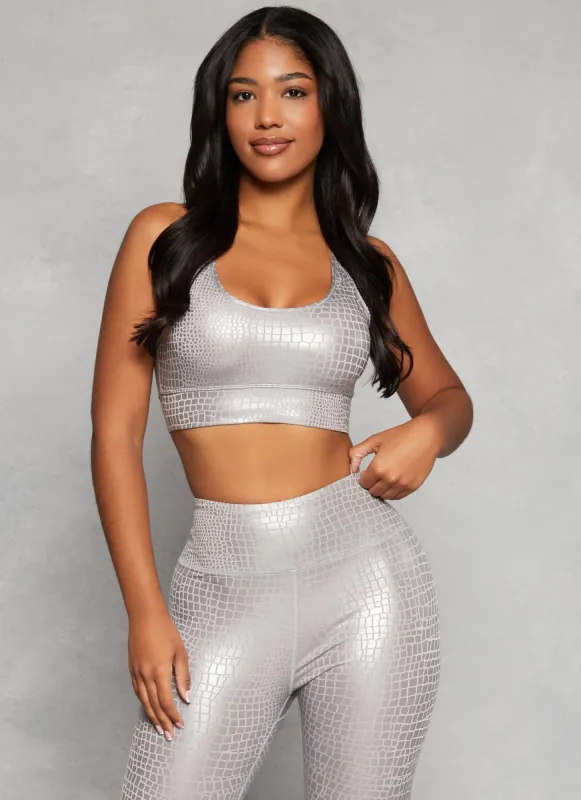 Faux Croc Print Sports Bra made by Rainbow