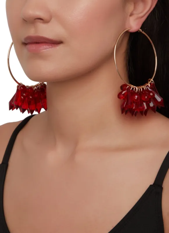 Crystal Beaded Detail Hoop Earrings sold by Rainbow