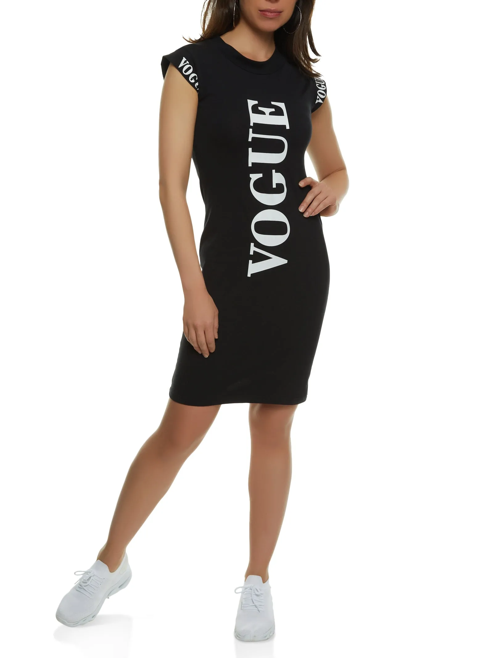 Vogue Cap Sleeve Graphic T Shirt Dress sold by Rainbow