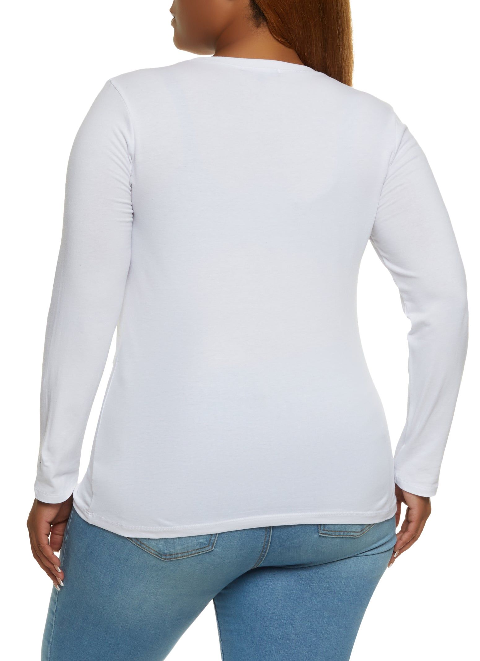 Plus Size Basic Crew Neck Long Sleeve Tee sold by Rainbow product image thumbnail 2
