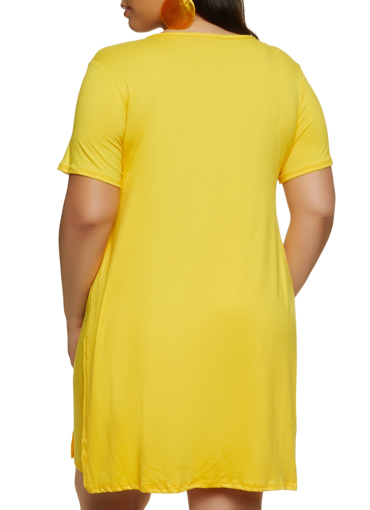 Plus Size Solid High Side Slit Tunic Tee sold by Rainbow product image thumbnail 3