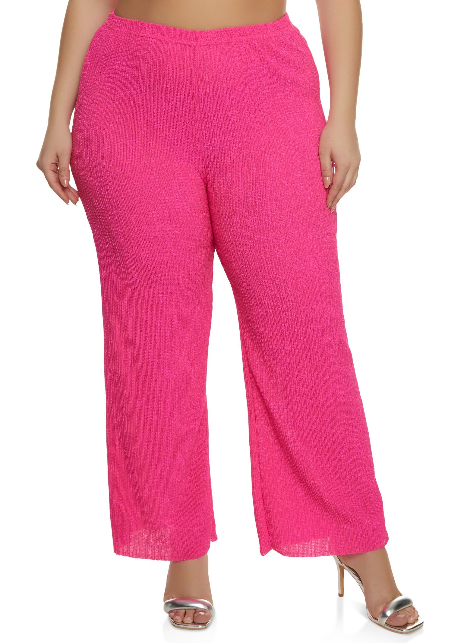 Plus Size Textured Knit Wide Leg Pants sold by Rainbow